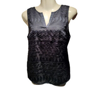 market & spruce midnight blue tank top knit lined sheet geometric front sz small